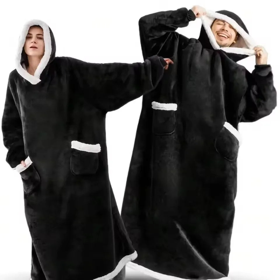 Cozy Oversized Flannel Hoodie Blanket